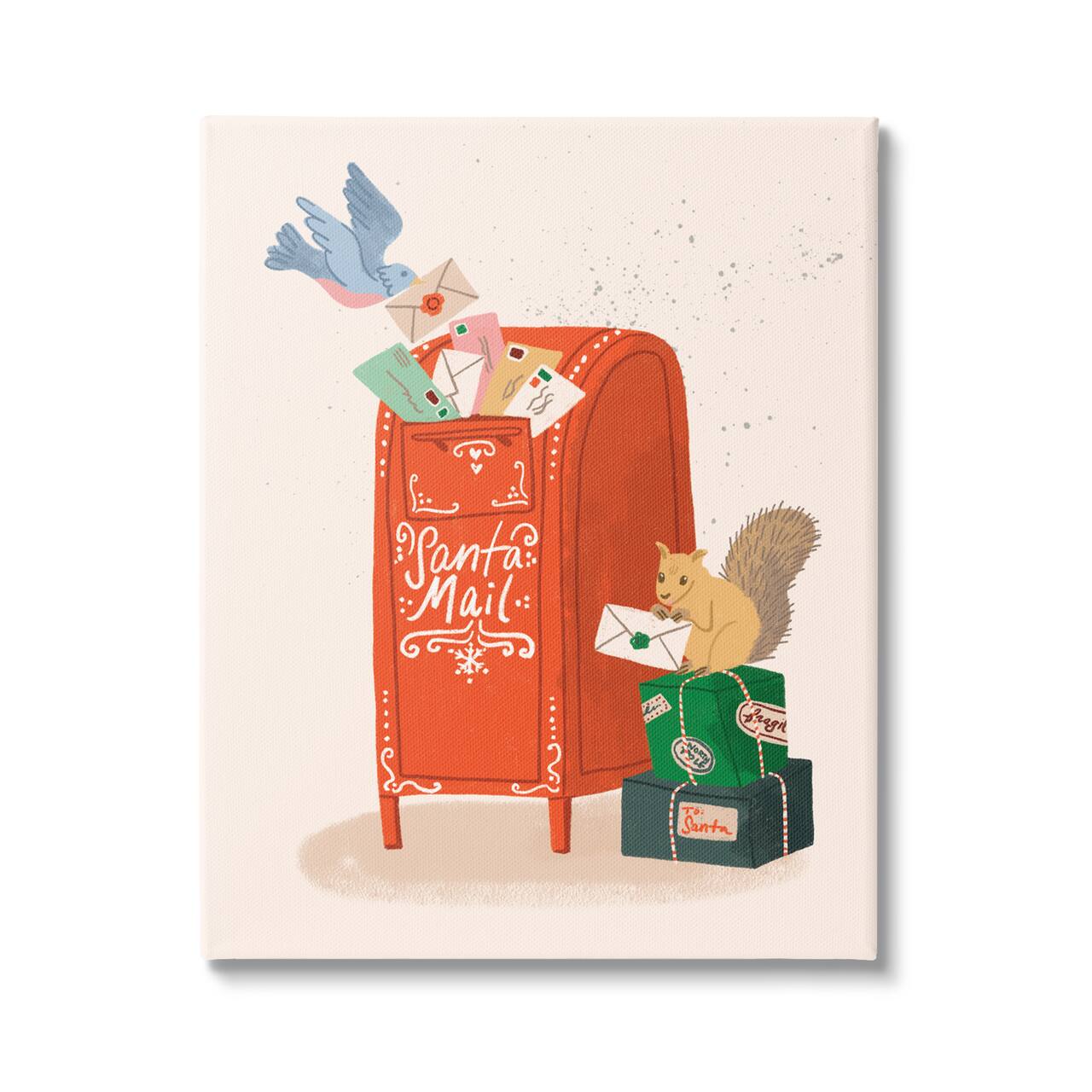 Stupell Industries Santa's Mail Postal Letters Animals Canvas Wall Art